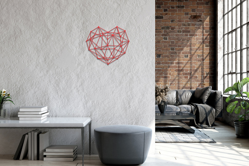 Wanddekoration Herz | geometrische Wandkunst | Stahl | Massiv