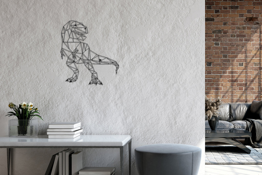 Wanddekoration Dino | geometrische Wandkunst | Stahl | Massiv