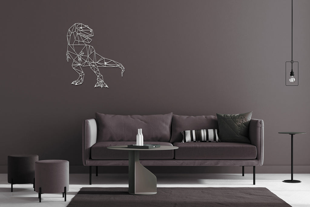 Wanddekoration Dino | geometrische Wandkunst | Stahl | Massiv