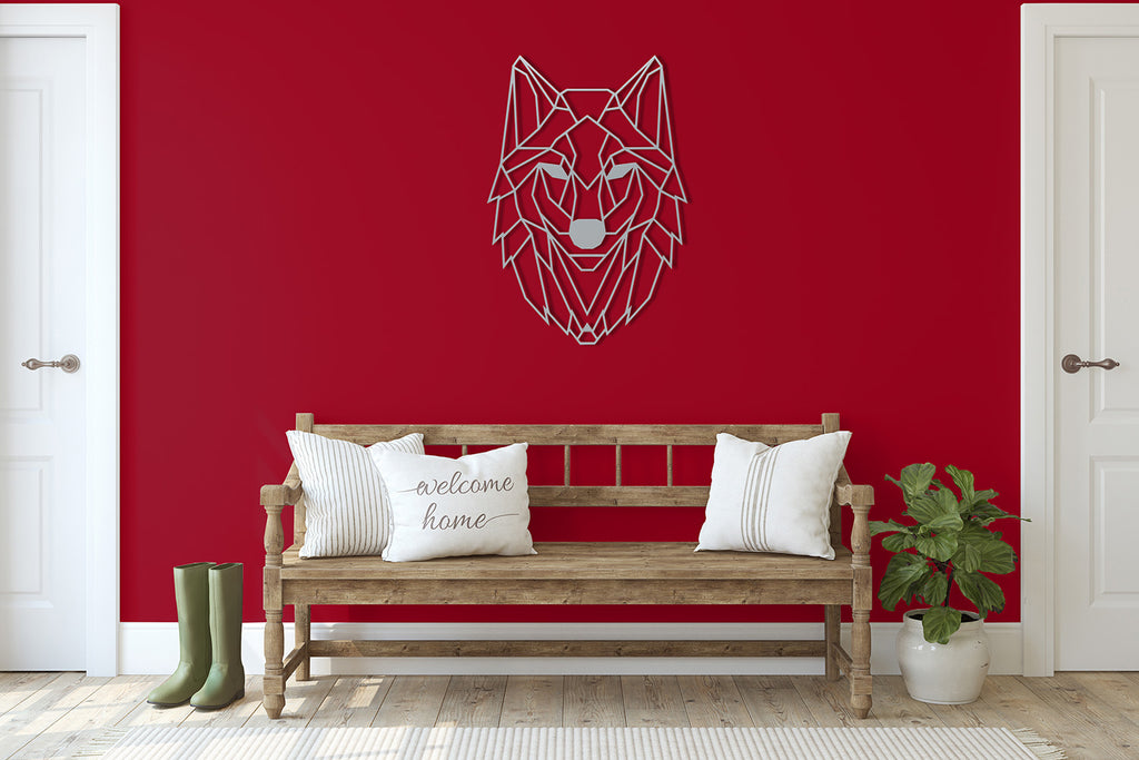 Wanddekoration Wolf | geometrische Wandkunst | Stahl | Massiv