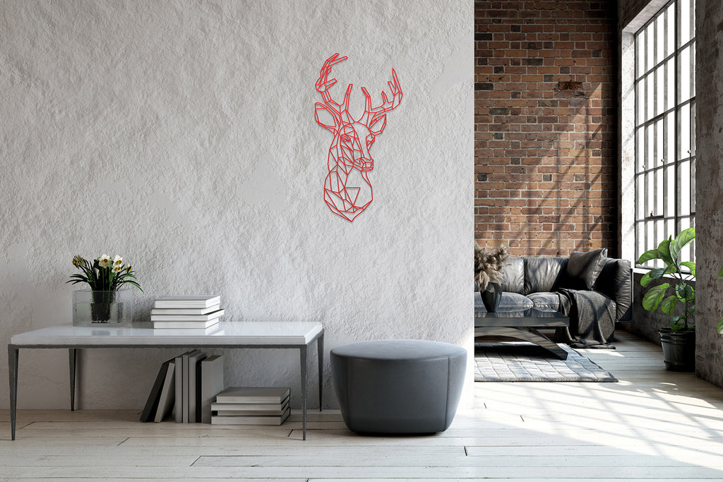 Wanddekoration Hirsch | geometrische Wandkunst | Stahl | Massiv