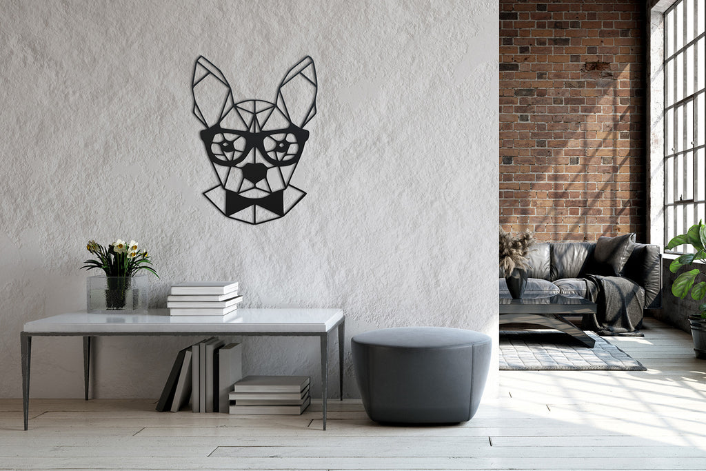Wanddekoration Crazy Dog | geometrische Wandkunst | Stahl | Massiv