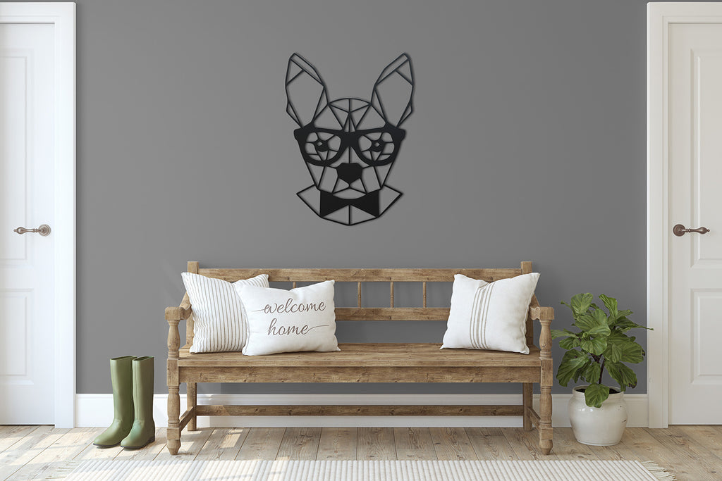 Wanddekoration Crazy Dog | geometrische Wandkunst | Stahl | Massiv